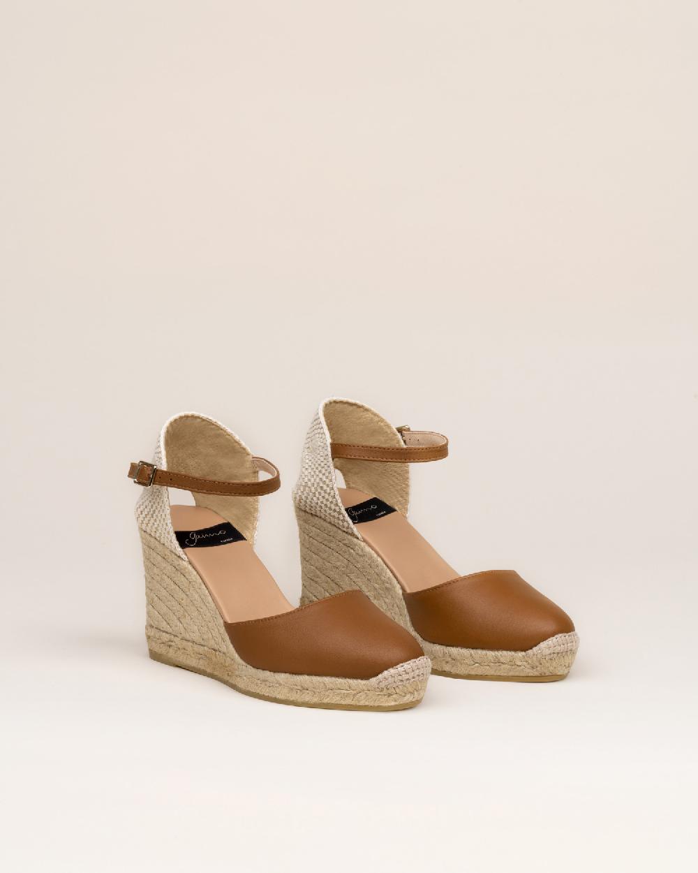 Gaimo Espadrilles Global7 PralineAlpargatas De Cuña En Piel Con Hebilla