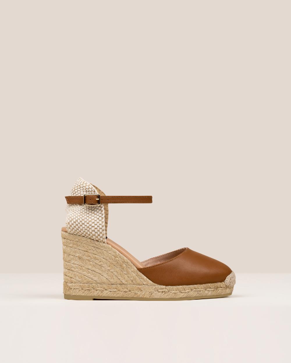 Gaimo espadrilles Global7 PralineAlpargatas de cuña en piel con hebilla