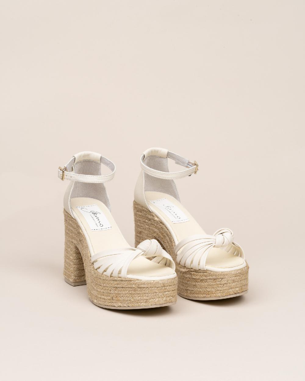 Gaimo Espadrilles Melissa MarfilSandalias Con Tacón De Yute En Piel Con Detalle De Nudo Multitiras