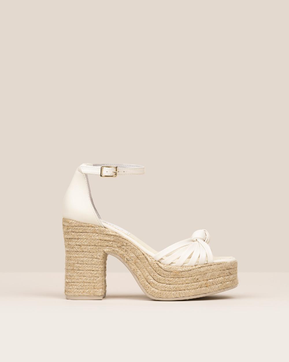 Gaimo espadrilles Melissa MarfilSandalias con tacón de yute en piel con detalle de nudo multitiras