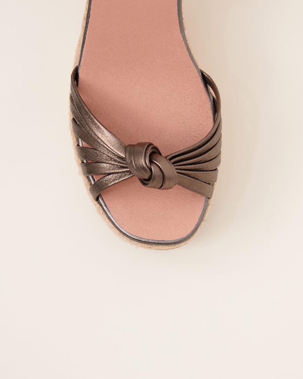 Gaimo Espadrilles Melissa Plata ViejaSandalias Con Tacón De Yute En Piel Con Detalle De Nudo Multitiras