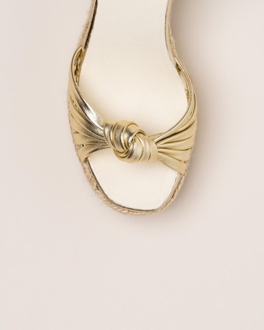 Gaimo Espadrilles Melissa PlatinoSandalias Con Tacón De Yute En Piel Con Detalle De Nudo Multitiras