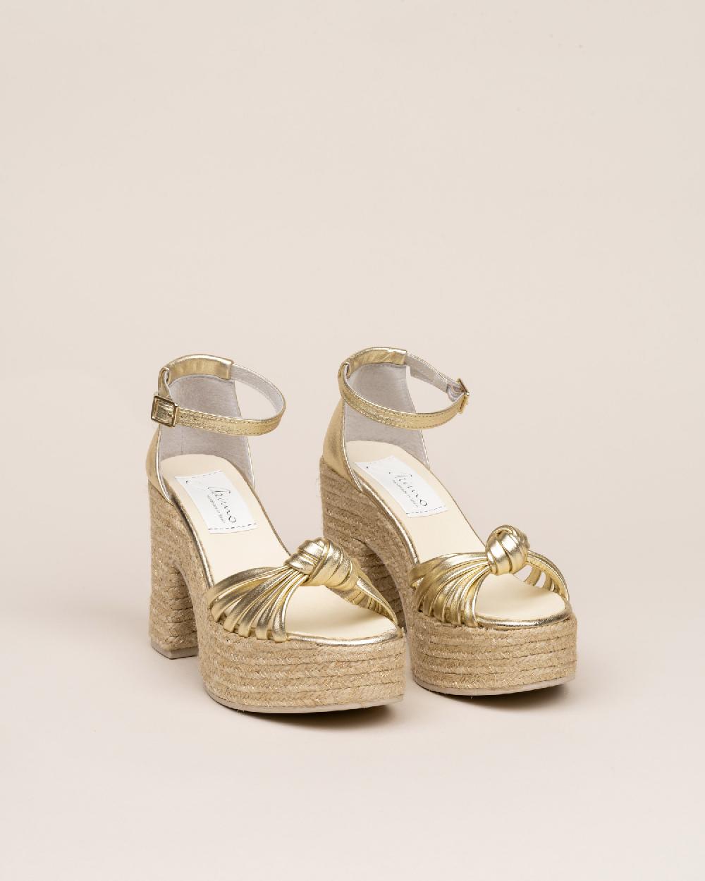 Gaimo Espadrilles Melissa PlatinoSandalias Con Tacón De Yute En Piel Con Detalle De Nudo Multitiras