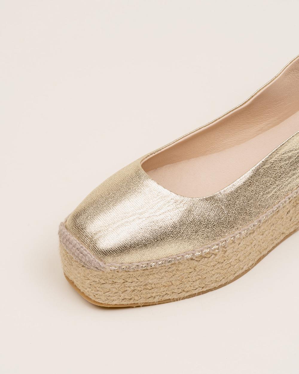 Gaimo Espadrilles Mitsy CarraraBailarinas Con Plataforma De Yute En Piel Grabada Con Cintas