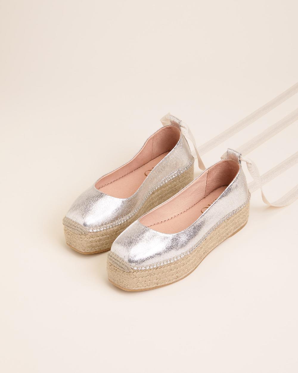 Gaimo Espadrilles Mitsy PlataBailarinas Con Plataforma De Yute En Piel Grabada Con Cintas