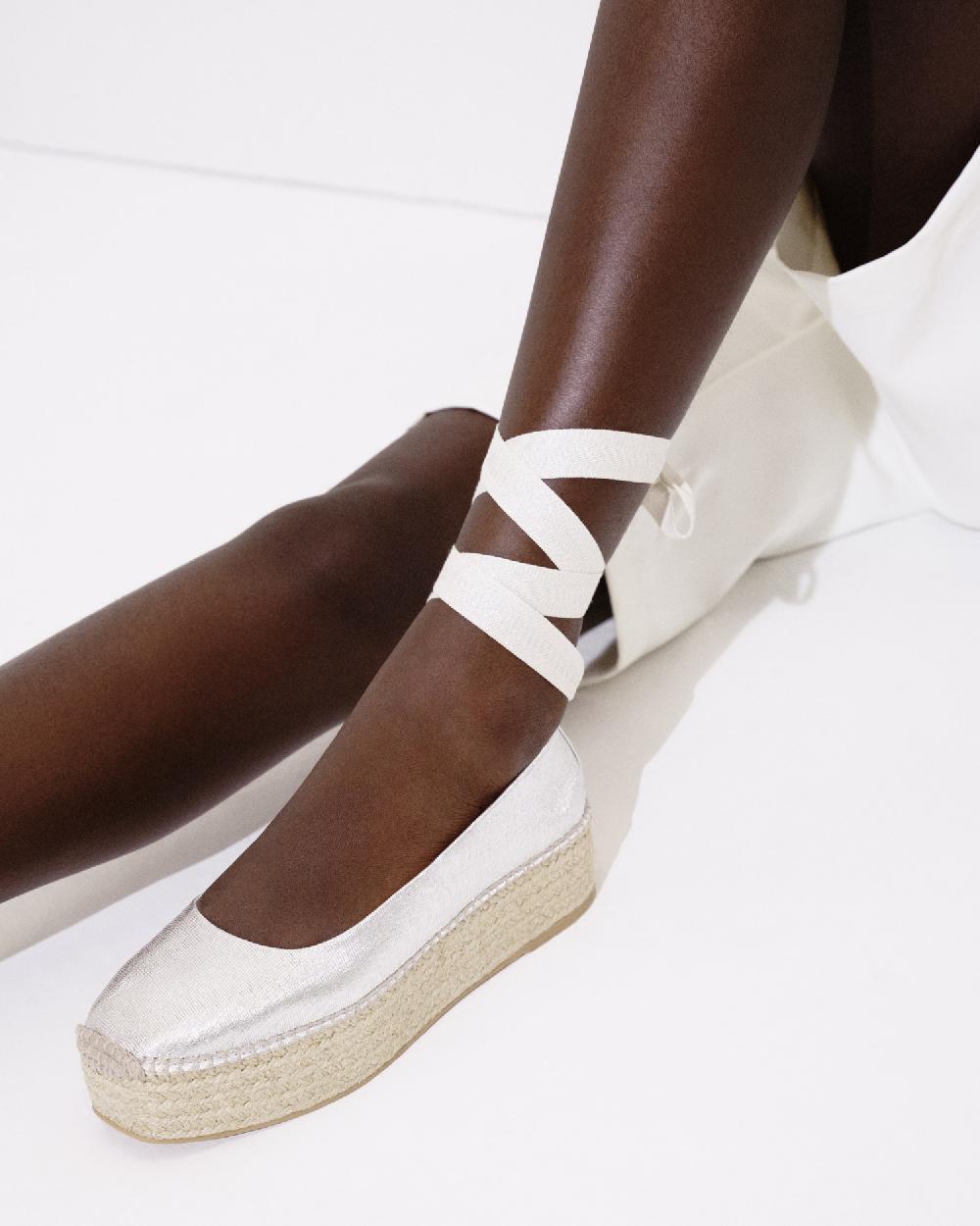 Gaimo Espadrilles Mitsy PlataBailarinas Con Plataforma De Yute En Piel Grabada Con Cintas