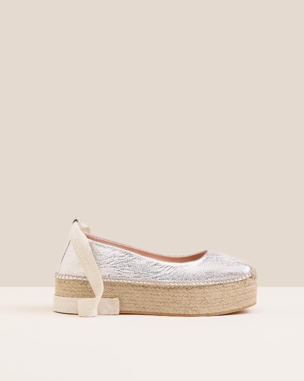 Gaimo espadrilles Mitsy PlataBailarinas con plataforma de yute en piel grabada con cintas