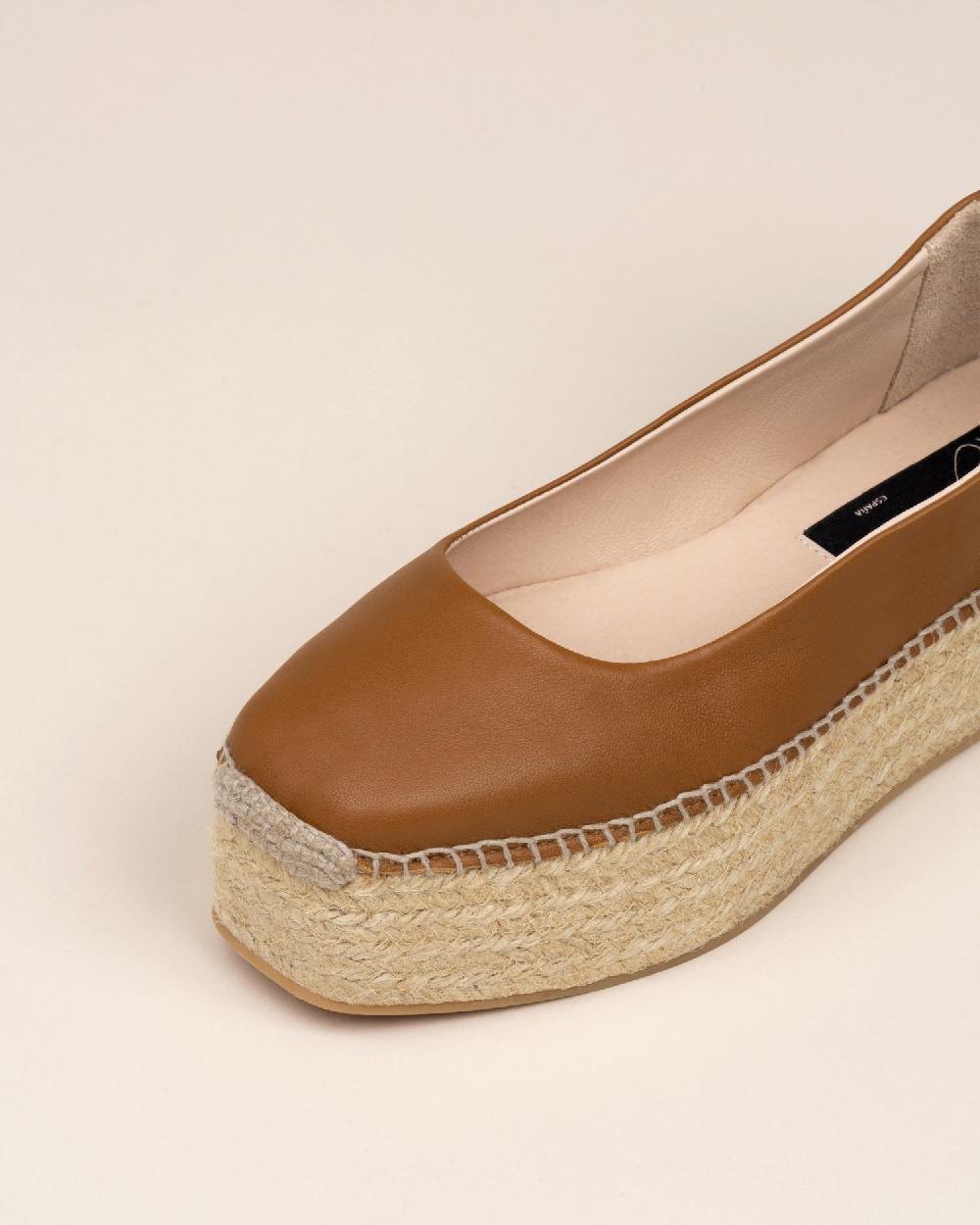 Gaimo Espadrilles Mitsy PralineBailarinas Con Plataforma De Yute En Piel Con Cintas
