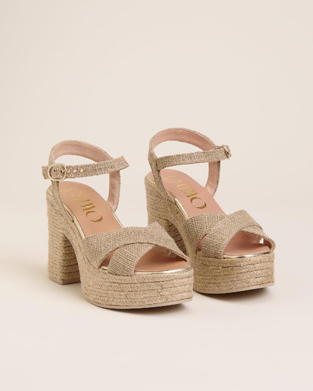 Gaimo Espadrilles Natalis NaturalSandalias Con Tacón De Yute En Lino