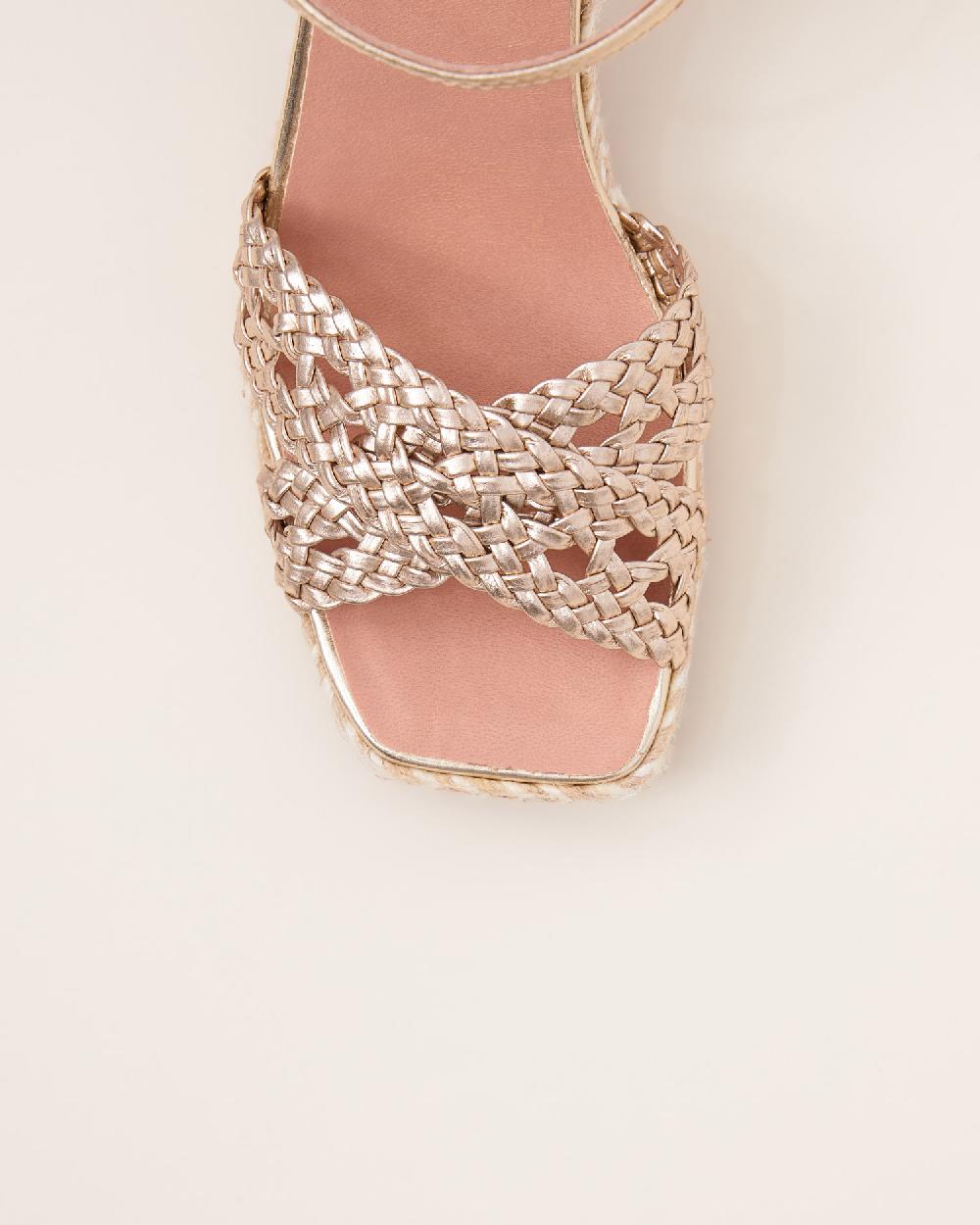 Gaimo Espadrilles Pernis PlatinoSandalias Con Tacón De Yute En Piel Trenzada