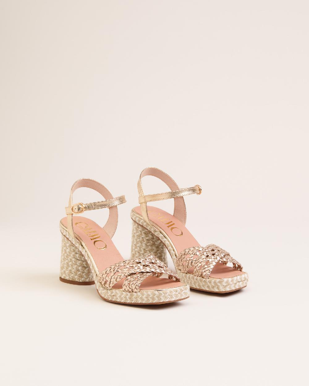 Gaimo Espadrilles Pernis PlatinoSandalias Con Tacón De Yute En Piel Trenzada