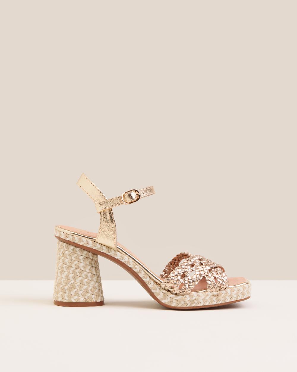 Gaimo espadrilles Pernis PlatinoSandalias con tacón de yute en piel trenzada