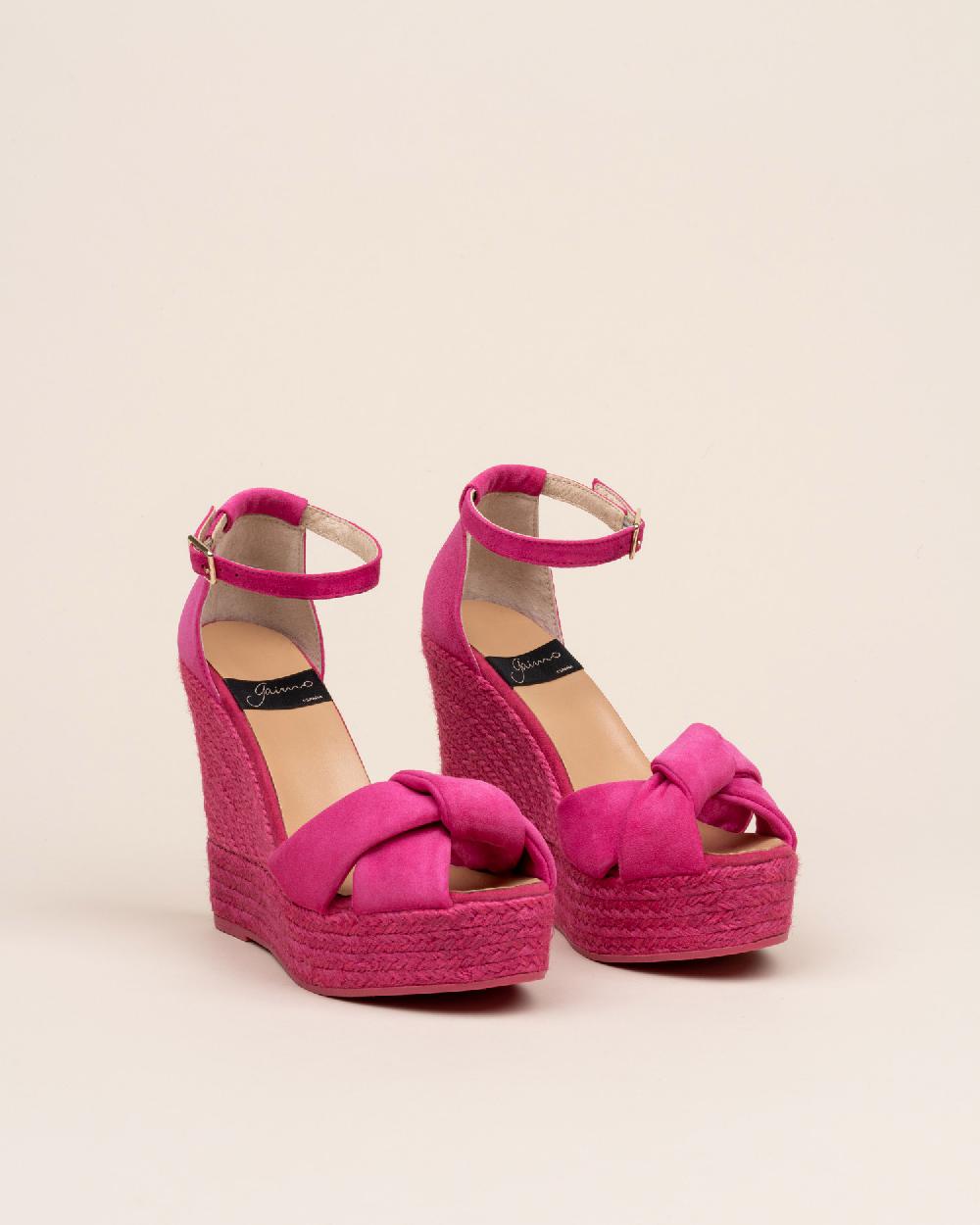 Gaimo Espadrilles Slam FuxiaSandalia Monocromática De Cuña En Piel Con Tubular