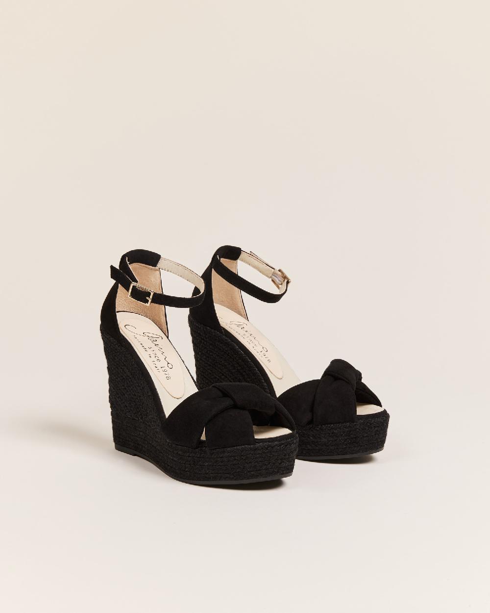 Gaimo Espadrilles Slam NegroSandalia Monocromática De Cuña En Piel Con Tubular