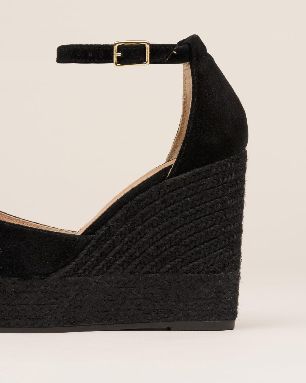 Gaimo Espadrilles Sugus NegroAlpargatas De Cuña Monocolor En Piel Con Hebilla