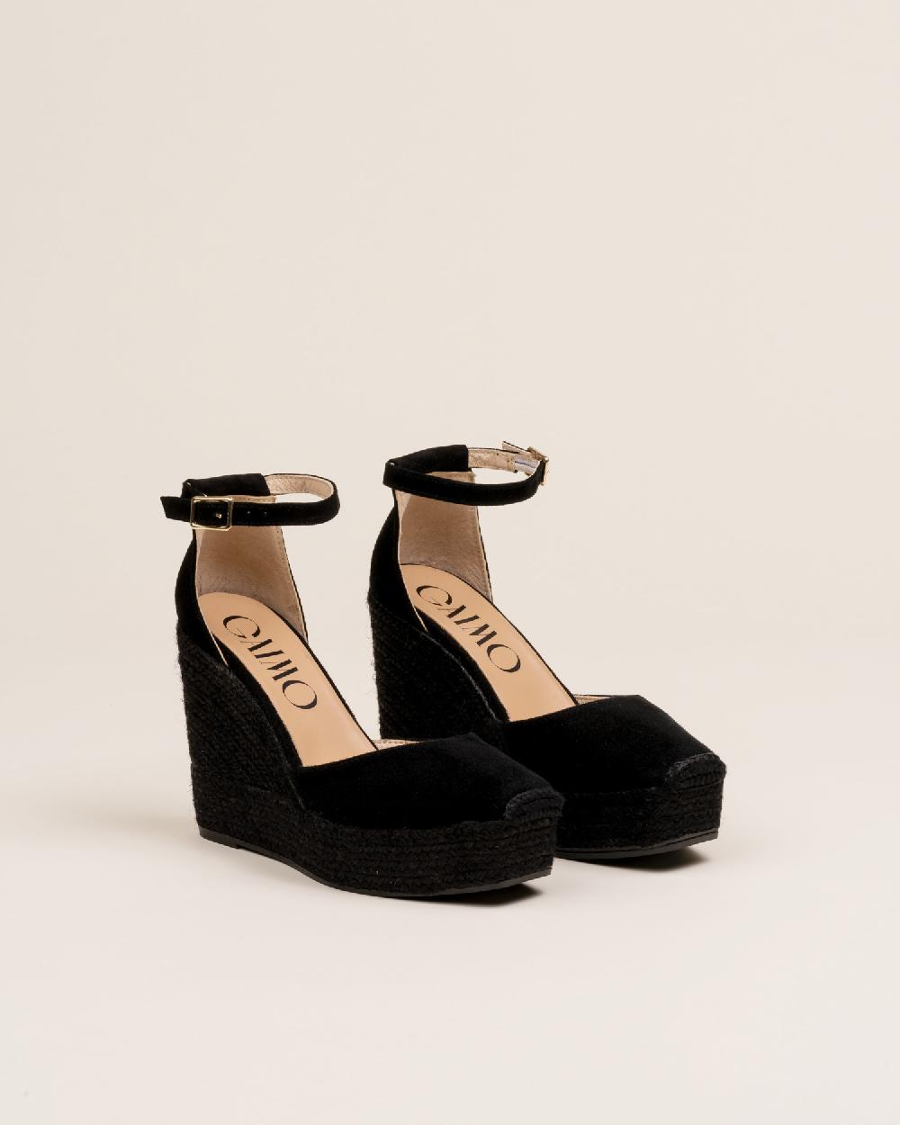 Gaimo Espadrilles Sugus NegroAlpargatas De Cuña Monocolor En Piel Con Hebilla