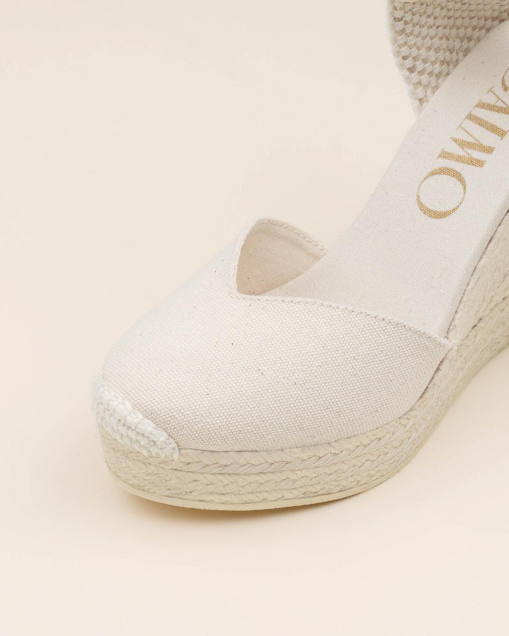 Gaimo Espadrilles Tani CrudoAlpargatas De Cuña Alta Monocolor En Algodón Con Cintas