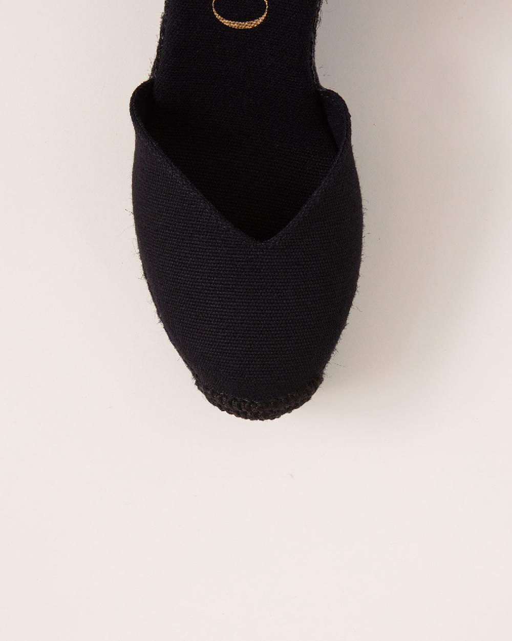 Gaimo Espadrilles Tani NegroAlpargatas De Cuña Alta Monocolor En Algodón Con Cintas