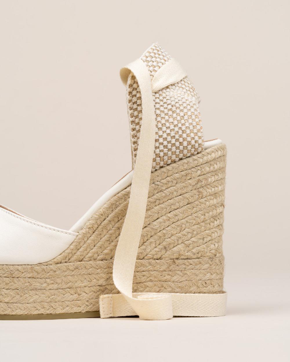 Gaimo Espadrilles Tedie MarfilAlpargatas De Cuña En Piel Con Cintas