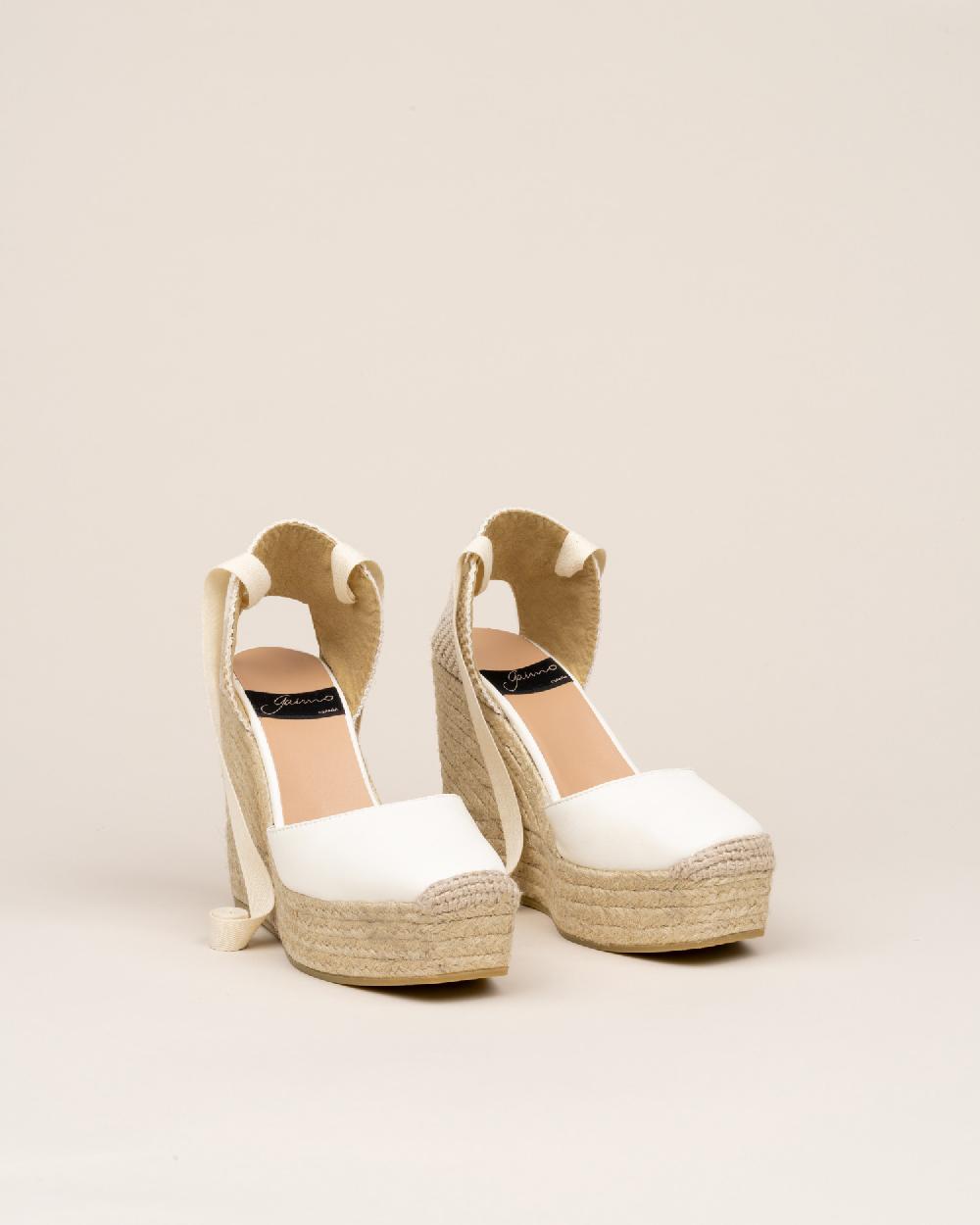 Gaimo Espadrilles Tedie MarfilAlpargatas De Cuña En Piel Con Cintas