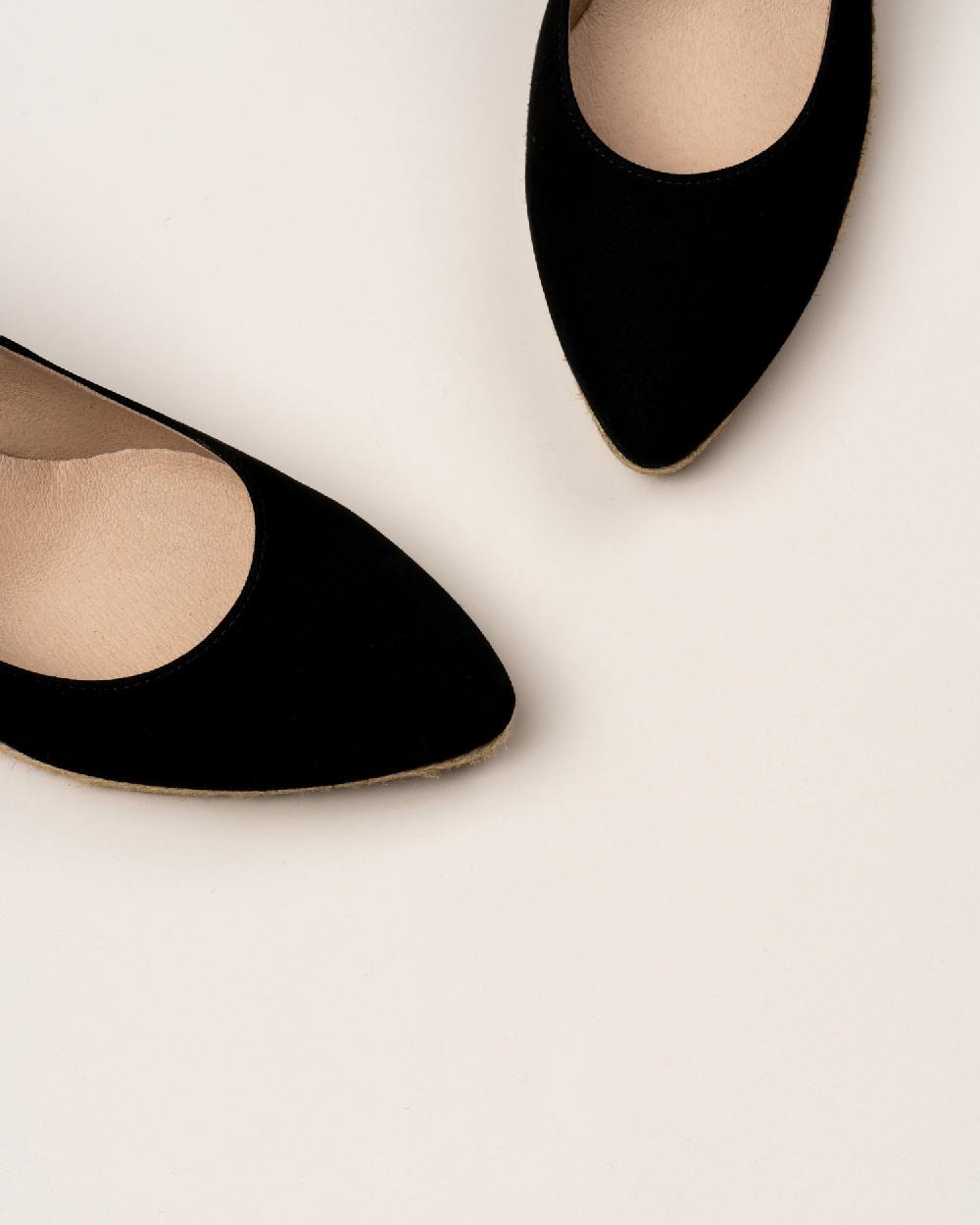 Gaimo Espadrilles Teva NegroSalones De Cuña De Yute En Piel Con Escote Redondo