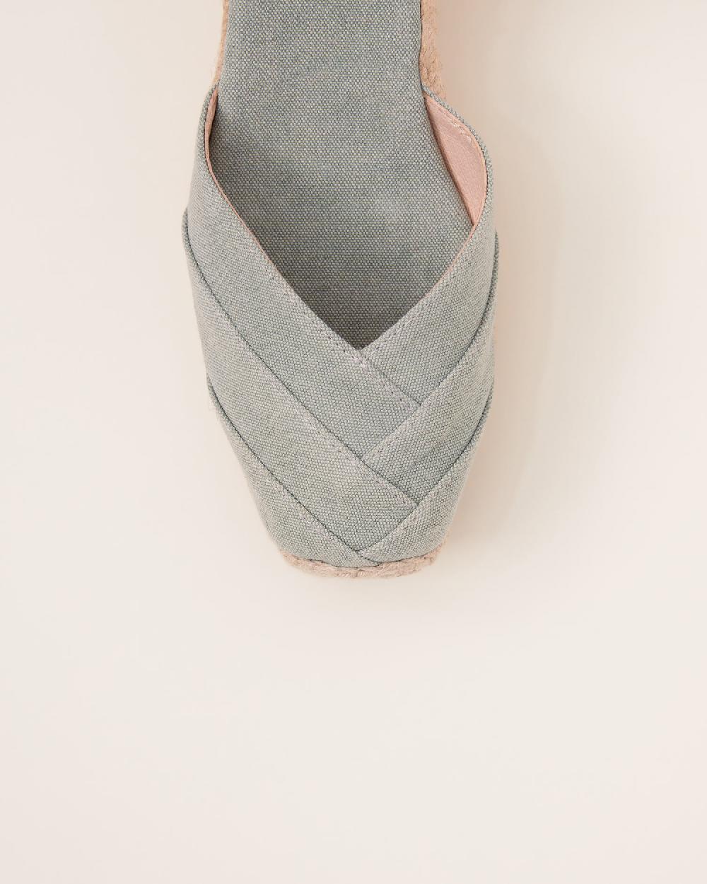 Gaimo Espadrilles Tobi SalviaAlpargatas De Cuña En Algodón Con Cintas Con Punta Cuadrada