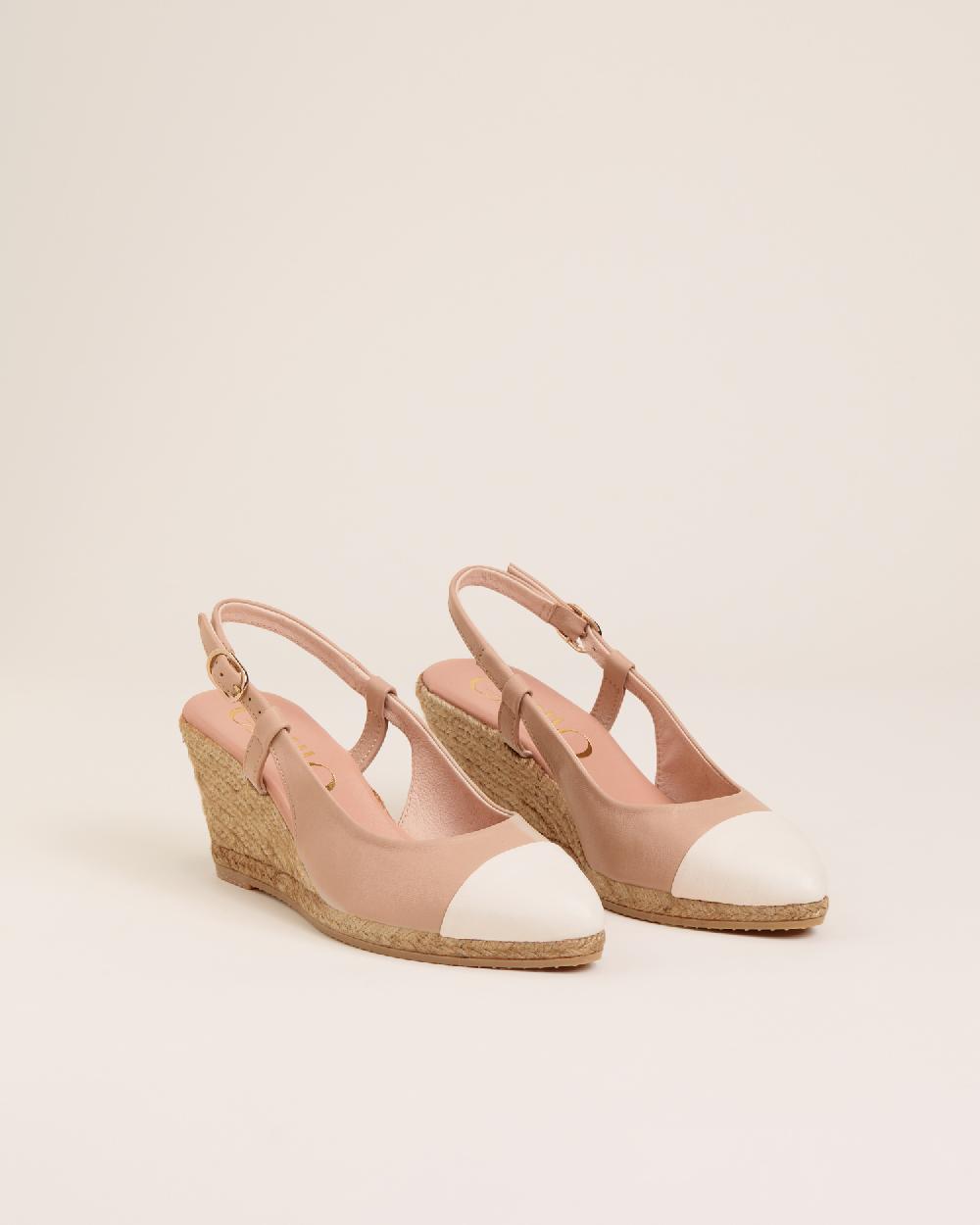 Gaimo Espadrilles Velia MarfilAlpargatas De Cuña En Piel Bicolor Destalonadas