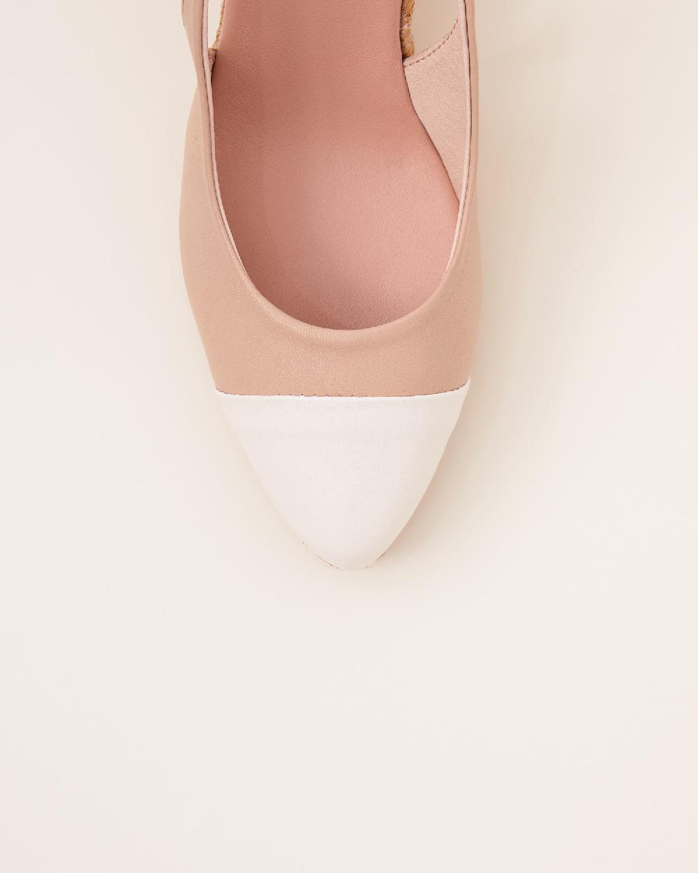 Gaimo Espadrilles Velia MarfilAlpargatas De Cuña En Piel Bicolor Destalonadas