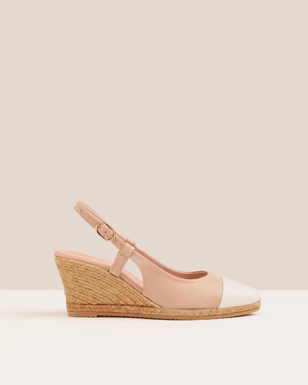Gaimo espadrilles Velia MarfilAlpargatas de cuña en piel bicolor destalonadas