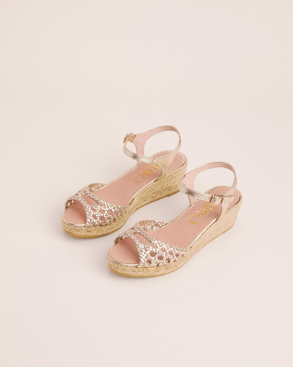 Gaimo Espadrilles Vitta PlatinoSandalias De Cuña En Piel Trenzada