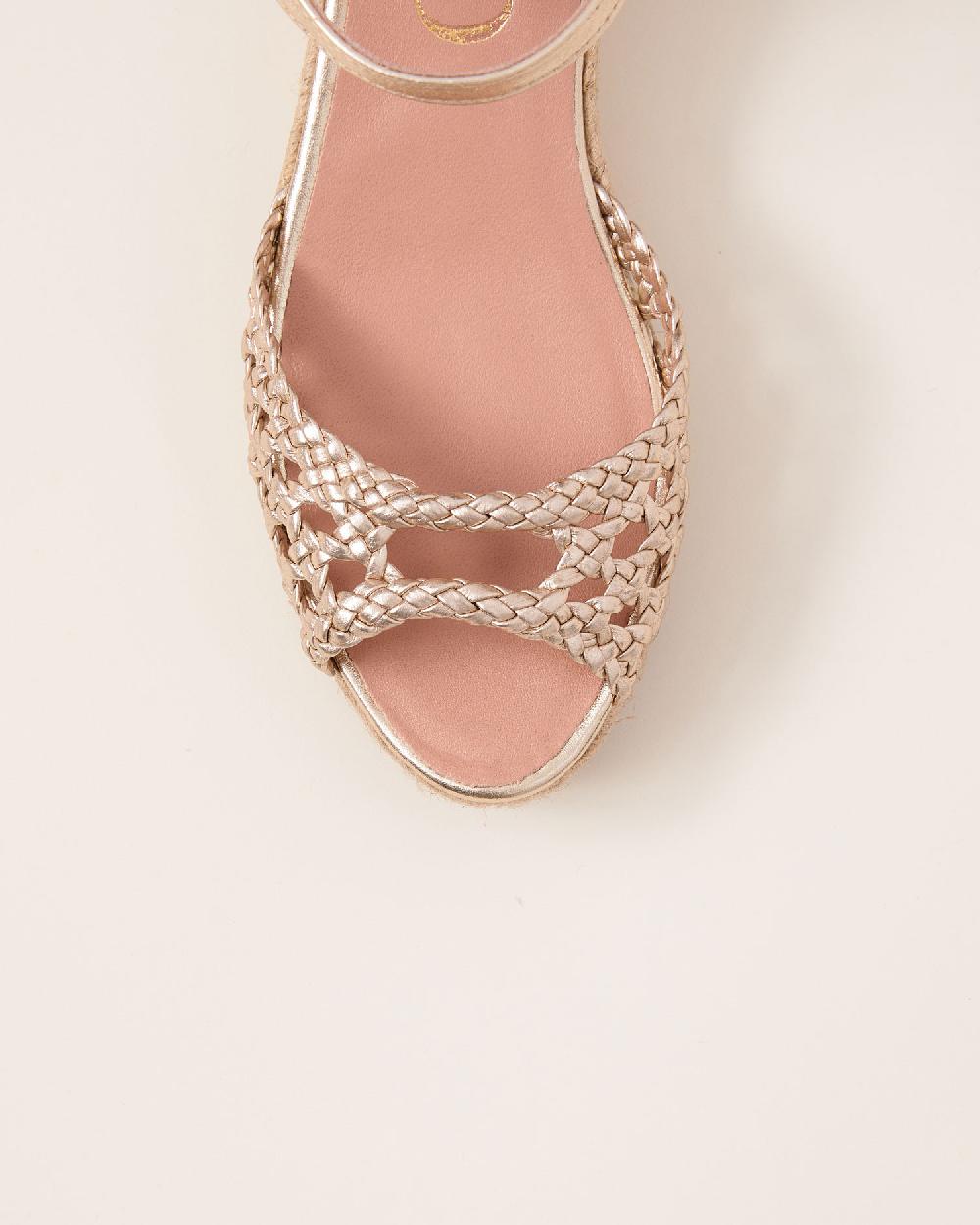 Gaimo Espadrilles Vitta PlatinoSandalias De Cuña En Piel Trenzada