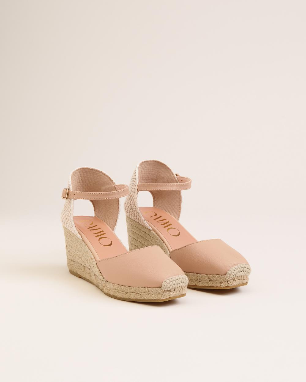 Gaimo Espadrilles Yosie5 BeigeAlpargatas De Cuña En Piel Con Punta Cuadrada