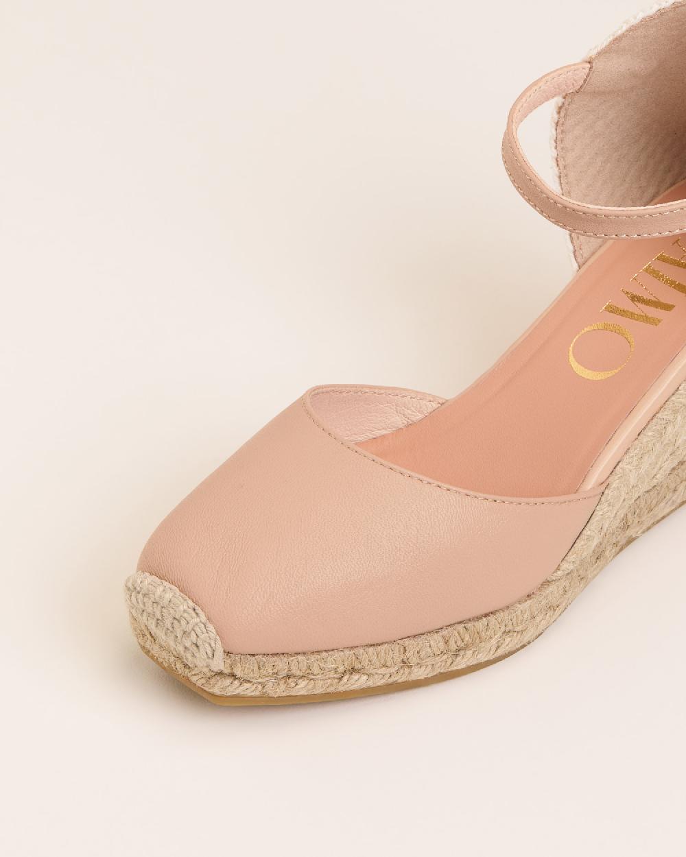 Gaimo Espadrilles Yosie5 BeigeAlpargatas De Cuña En Piel Con Punta Cuadrada