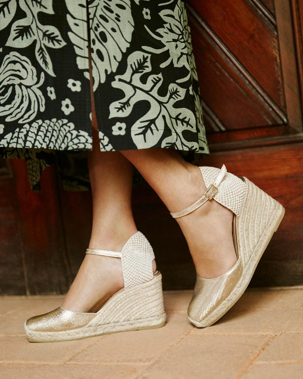 Gaimo Espadrilles Yosie7 CarraraAlpargatas De Cuña En Piel Grabada Con Punta Cuadrada