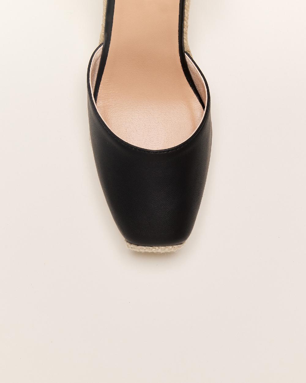 Gaimo Espadrilles Yosie7 NegroAlpargatas De Cuña En Piel Con Punta Cuadrada