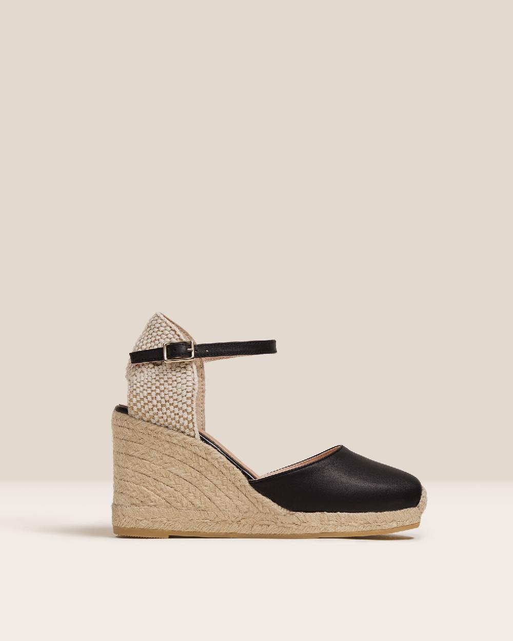 Gaimo espadrilles Yosie7 NegroAlpargatas de cuña en piel con punta cuadrada