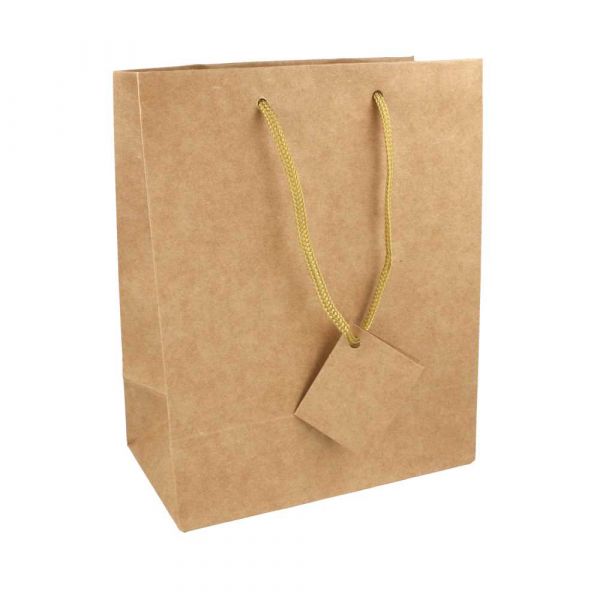 Garcia de pou 10 U. BOLSAS BOUTIQUE ASA CORDÓN 175 G/M2 18+10x22 7 CM NATURAL KRAFT (1 UNID.)