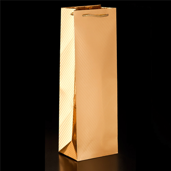 Garcia De Pou 10 U. BOLSAS PORTA BOTELLAS CON CORDÓN 120 G/M2 + 13 PE G/M2 12 3+7 8x36 CM DORADO PAPEL (1 UNID.)