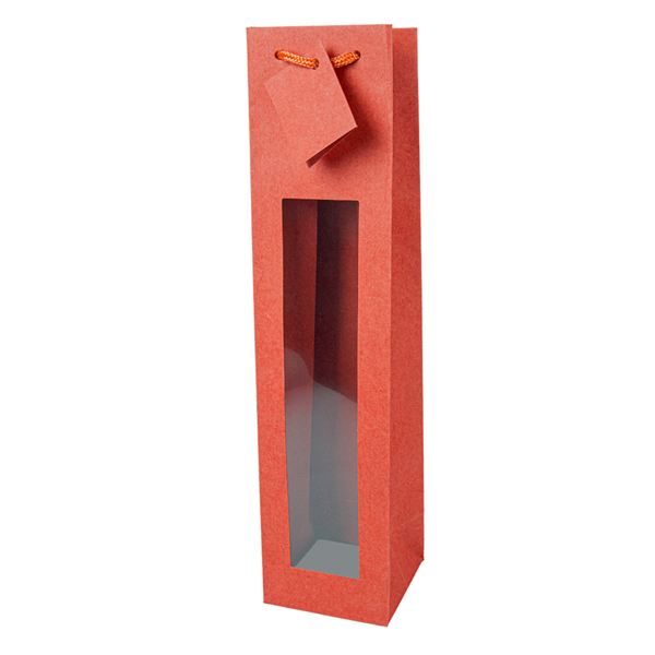 Garcia de pou 10 U. BOLSAS PORTA BOTELLAS CON VENTANA 175 G/M2 9 2+8 8x38 CM ROJO KRAFT (1 UNID.)