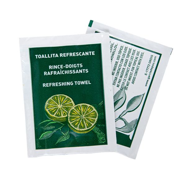 Garcia De Pou 100 TOALLITAS REFRESCANTES "CITRON" 45 G/M2 6x8 CM. BLANCO CELULOSA (1 UNID.)