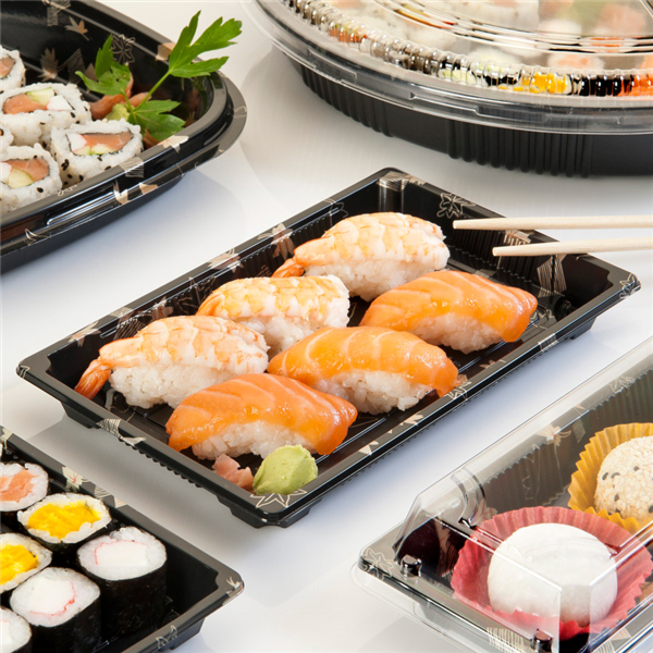 Garcia De Pou 120 U. RECIPIENTES + TAPAS PARA SUSHI 27x27x4 5 CM NEGRO PS (120 UNID.)