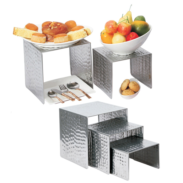 Garcia de pou 3 U. ELEVADORES BUFET 15/18/20 CM PLATEADO INOX (1 UNID.)