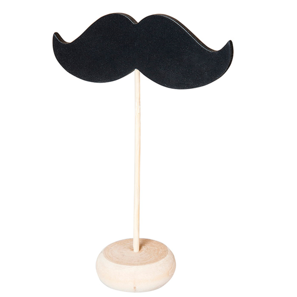 Garcia de pou 3 U. MINI PIZARRAS FORMA BIGOTE + PEDESTAL 11 4x4 5x10 CM NEGRO MADERA (12 UNID.)