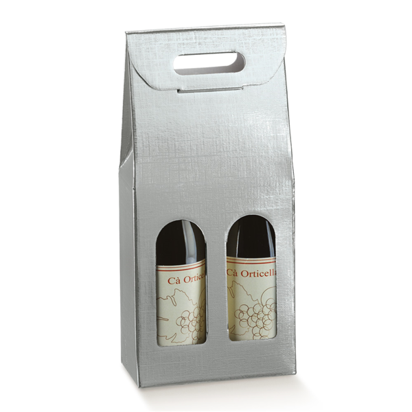 Garcia de pou 30 U. CAJAS 2 BOTELLAS 18x9x38 5 CM PLATEADO CARTÓN (1 UNID.)