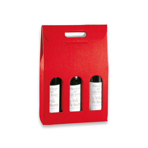 Garcia de pou 30 U. CAJAS 3 BOTELLAS 27x9x38 5 CM ROJO CARTÓN (1 UNID.)