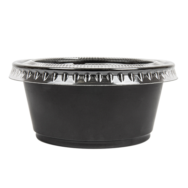 Garcia De Pou 50 TARRINAS PEQUEÑAS + 50 TAPAS 100 ML Ø7 4x3 5 CM NEGRO PP (24 UNID.)