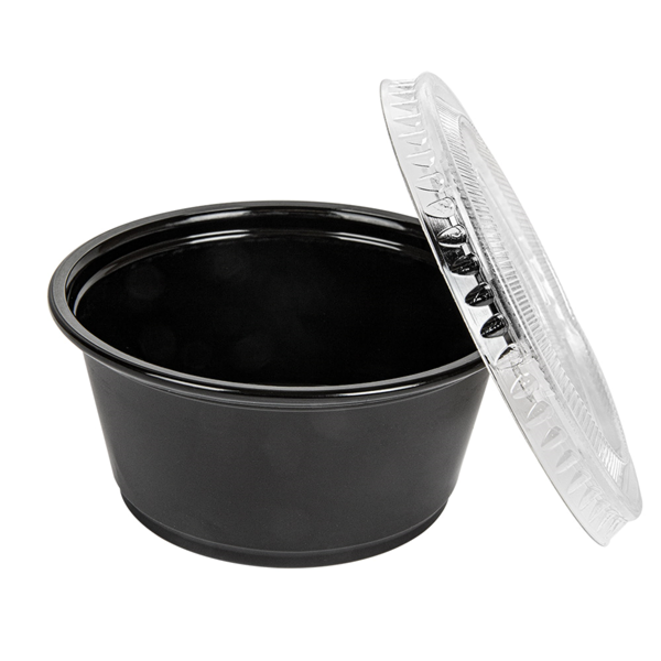 Garcia De Pou 50 TARRINAS PEQUEÑAS + 50 TAPAS 100 ML Ø7 4x3 5 CM NEGRO PP (24 UNID.)