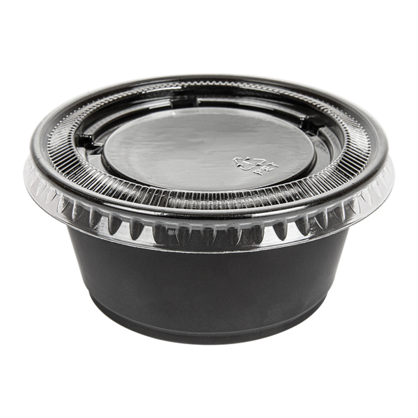 Garcia de pou 50 TARRINAS PEQUEÑAS + 50 TAPAS 100 ML Ø7 4x3 5 CM NEGRO PP (24 UNID.)