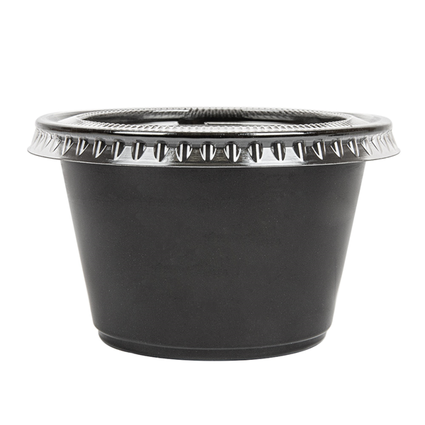 Garcia De Pou 50 TARRINAS PEQUEÑAS + 50 TAPAS 120 ML Ø7 4x4 6 CM NEGRO PP (24 UNID.)