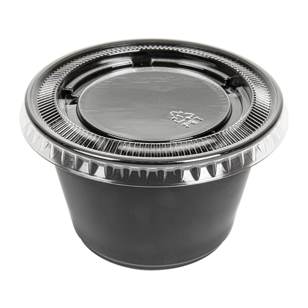 Garcia de pou 50 TARRINAS PEQUEÑAS + 50 TAPAS 120 ML Ø7 4x4 6 CM NEGRO PP (24 UNID.)